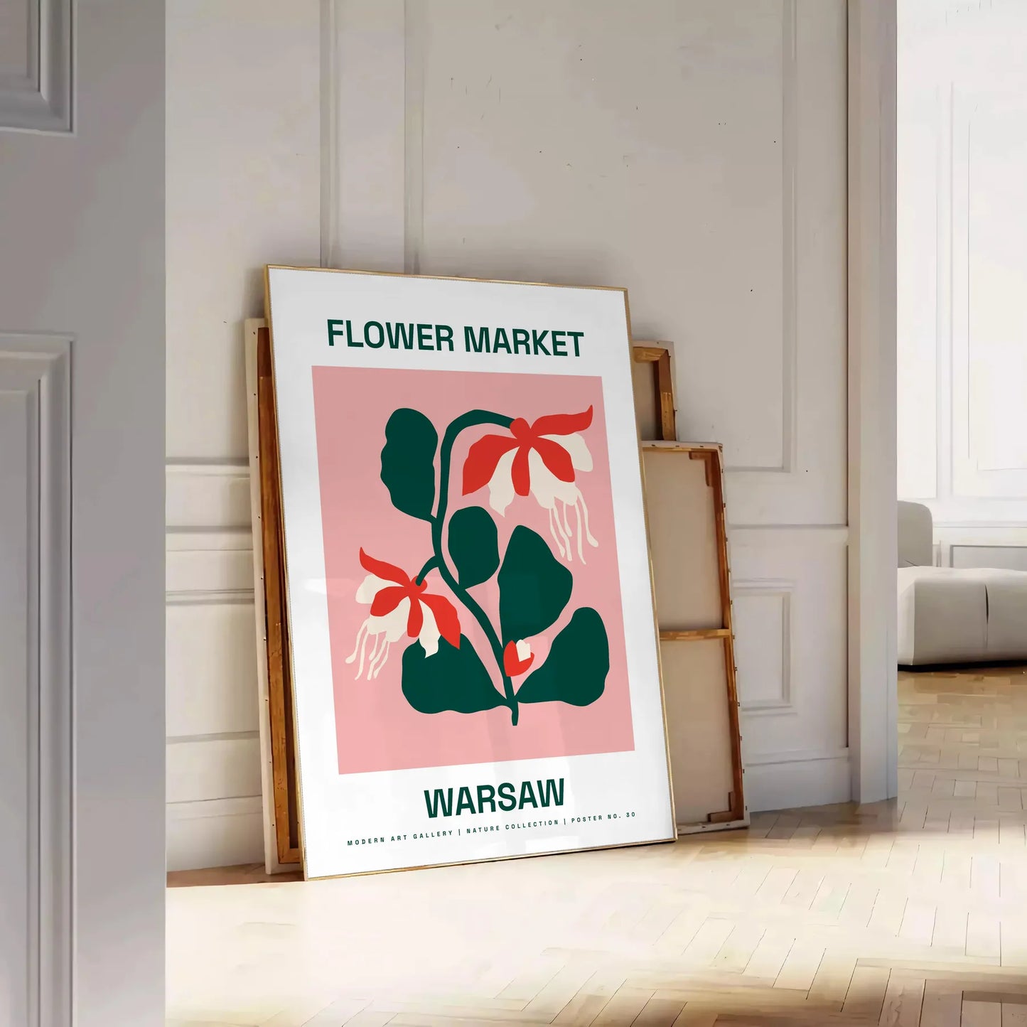 space Flower Market Blossom Art Poster vibrant green orange hues charm color room stunning wall ideal gift sizes Letter Medium Large way A0