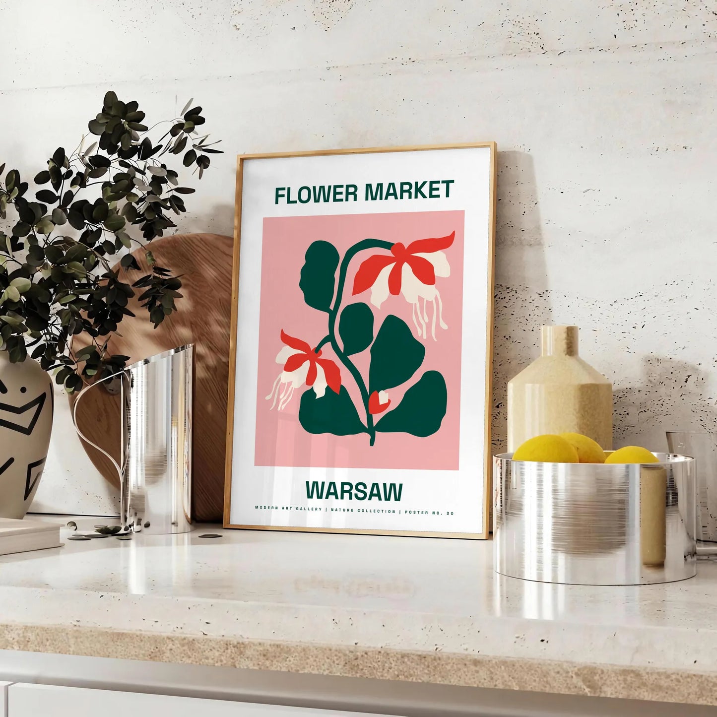 space Flower Market Blossom Art Poster vibrant green orange hues charm color room stunning wall ideal gift sizes Letter Medium Large way A0
