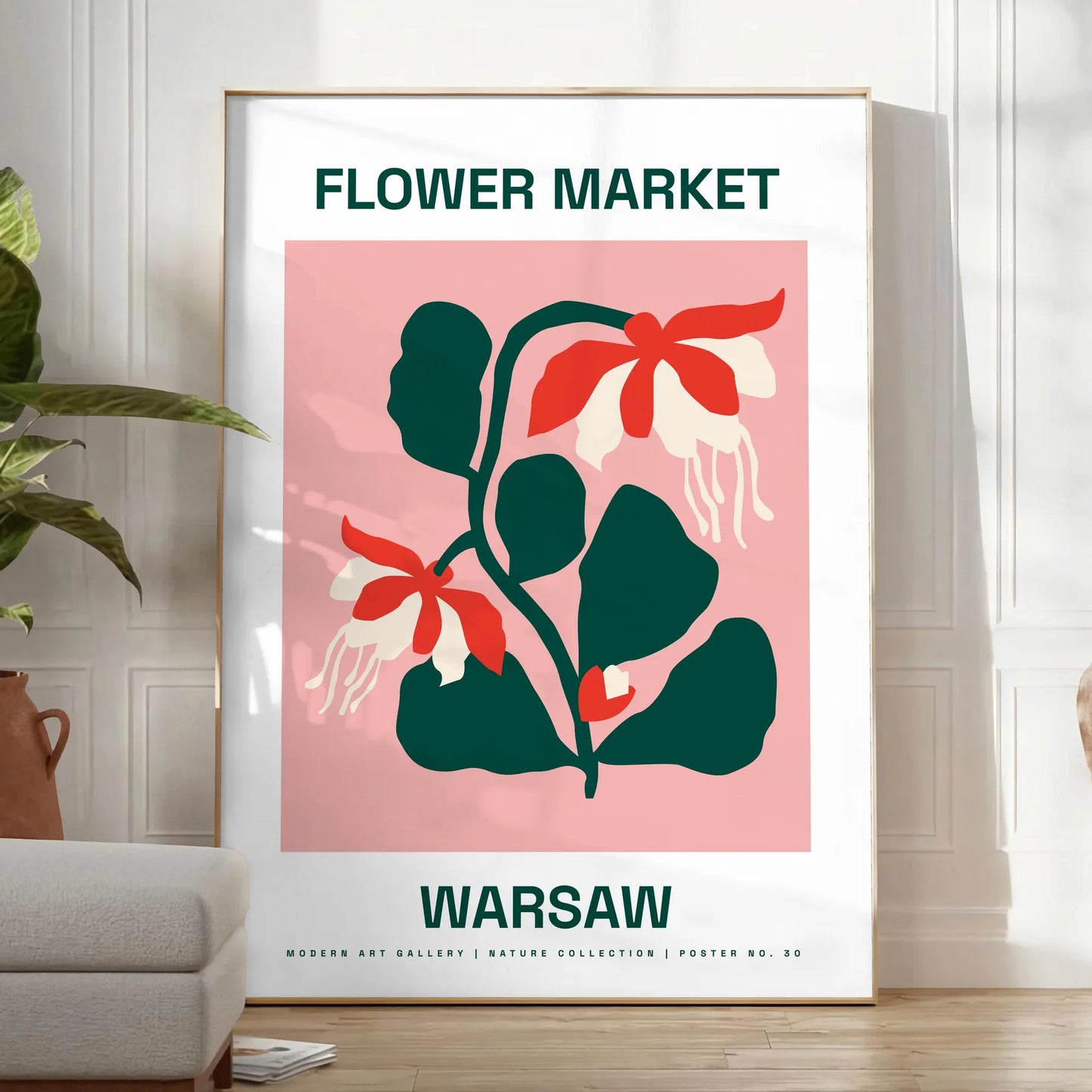 space Flower Market Blossom Art Poster vibrant green orange hues charm color room stunning wall ideal gift sizes Letter Medium Large way A0