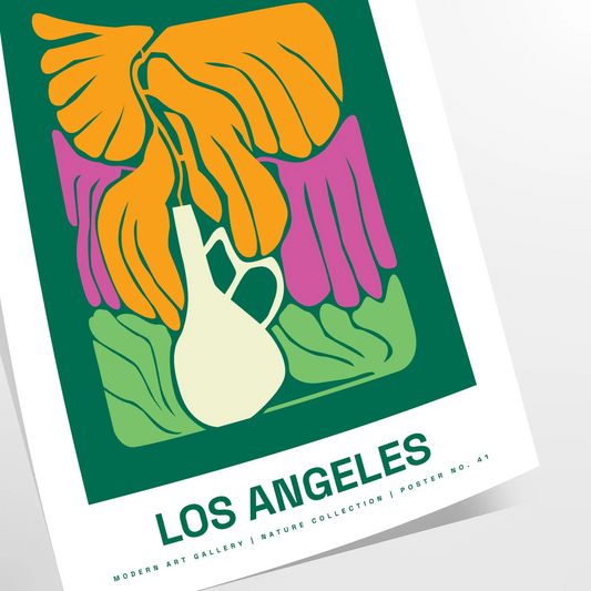 space vibrant Flower Market Poster lush botanical designs green red hues wall art thoughtful gift print essence sizes A4 cm A0