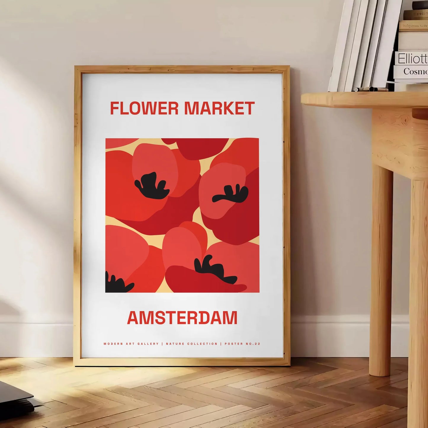 space stunning flower art prints vibrant market garden poster striking black orange hues elegant modern touch wall thoughtful gift sizes A4 cm A0