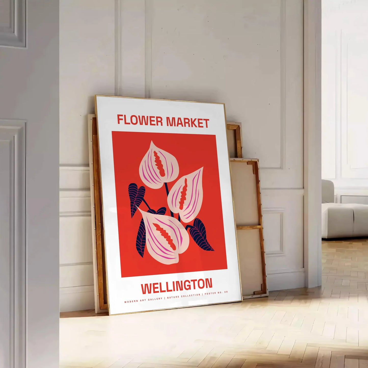 space captivating Flower Market Poster vibrant black orange hues nature beauty stunning wall art perfect unique gift eye home decor various sizes A4 cm A0