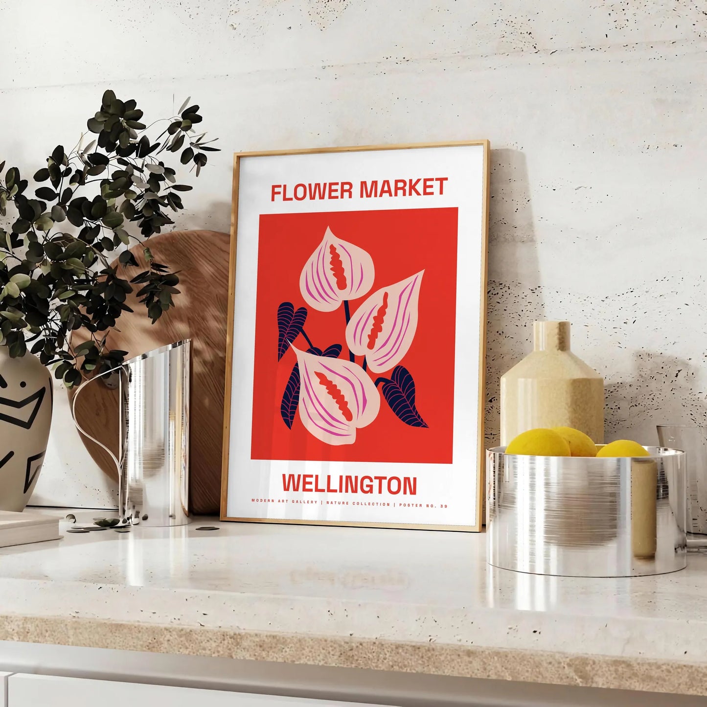 space captivating Flower Market Poster vibrant black orange hues nature beauty stunning wall art perfect unique gift eye home decor various sizes A4 cm A0