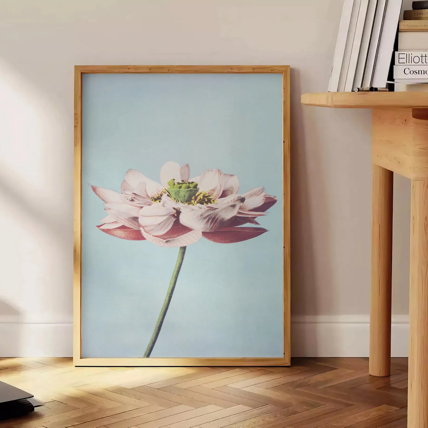 space garden poster blue gray tones elegant wall art perfect gift nature lovers serene touch decor framed frameless styles
