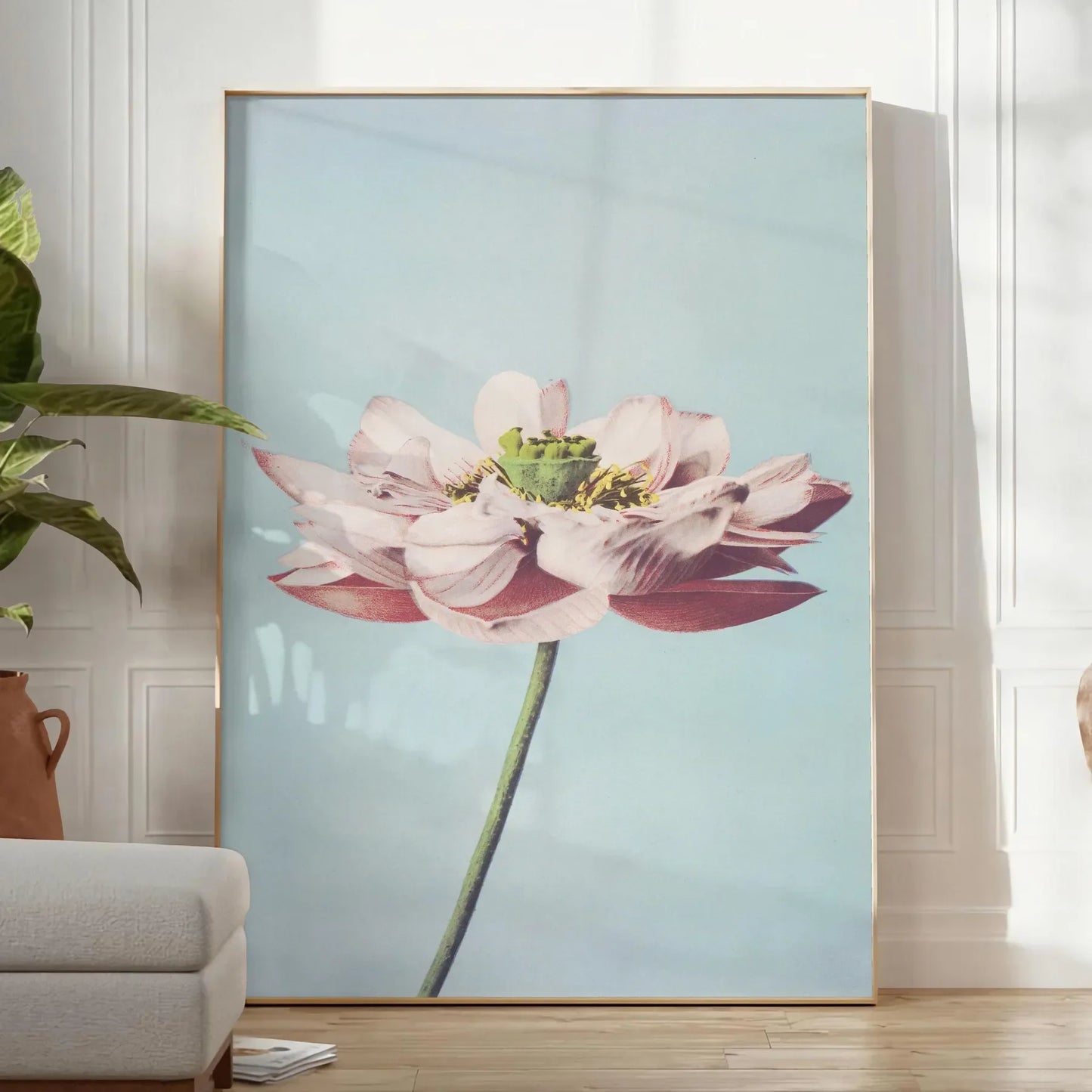 space garden poster blue gray tones elegant wall art perfect gift nature lovers serene touch decor framed frameless styles