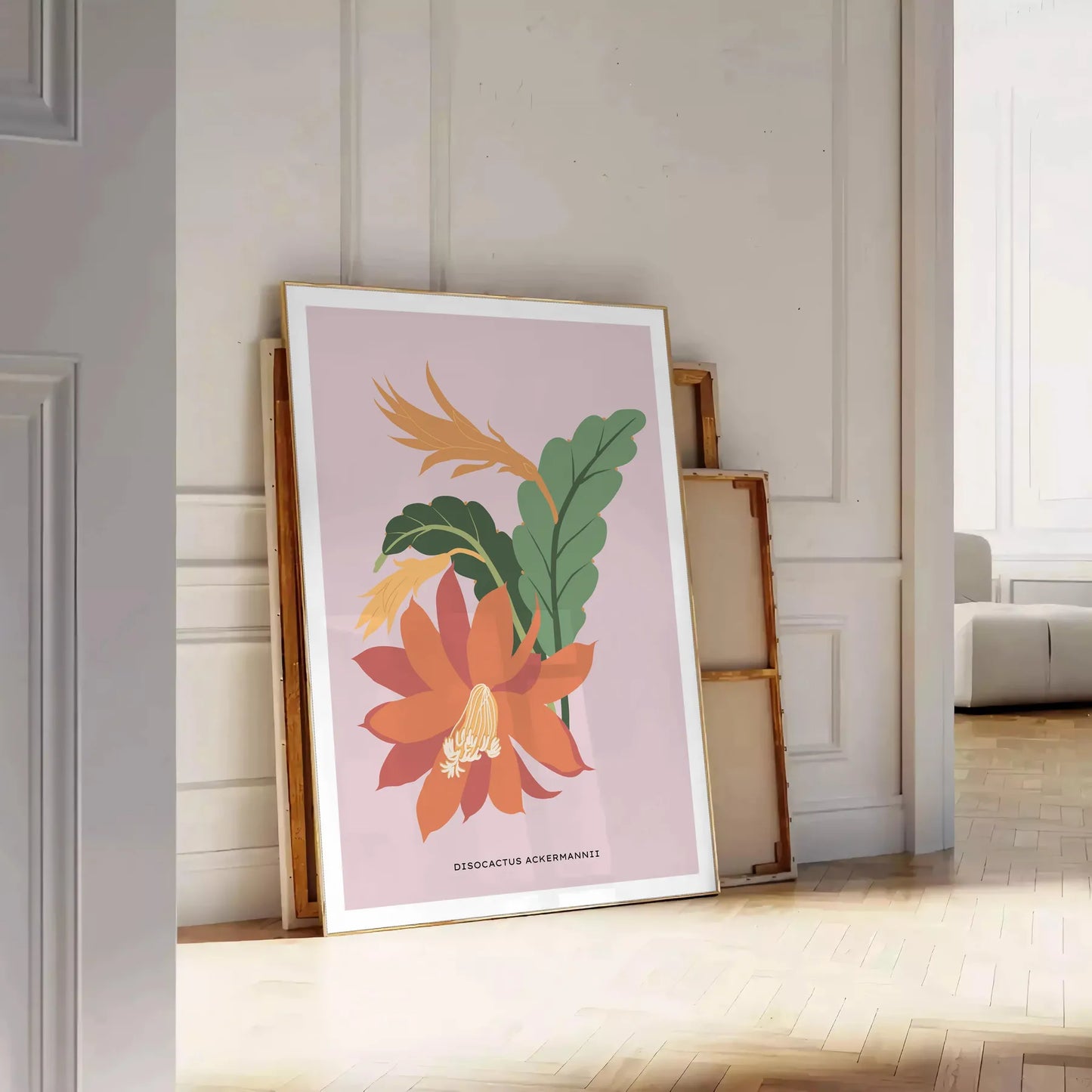 space stunning plant art poster vibrant gray orange hues exquisite piece wall nature artwork decor ideal gift occasion standalone print