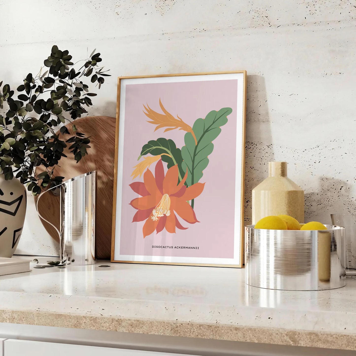 space stunning plant art poster vibrant gray orange hues exquisite piece wall nature artwork decor ideal gift occasion standalone print