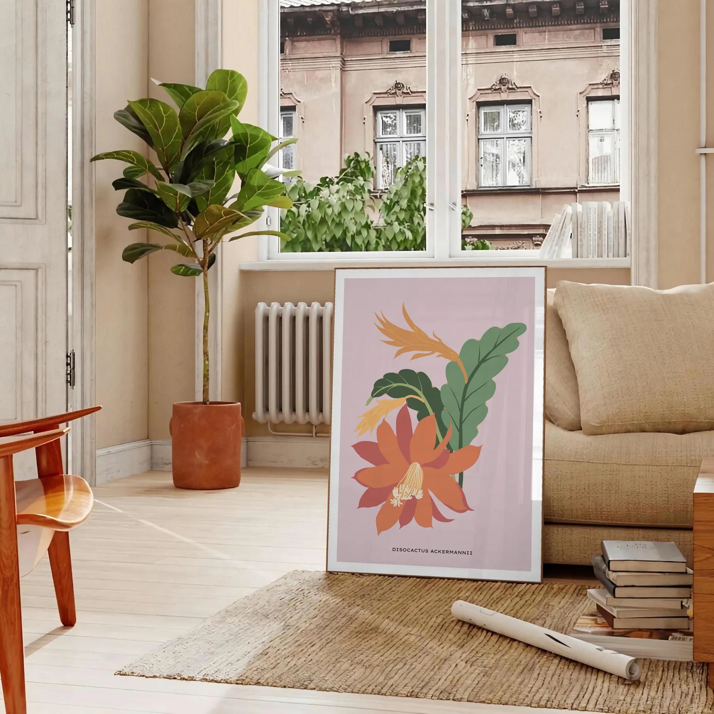 space stunning plant art poster vibrant gray orange hues exquisite piece wall nature artwork decor ideal gift occasion standalone print