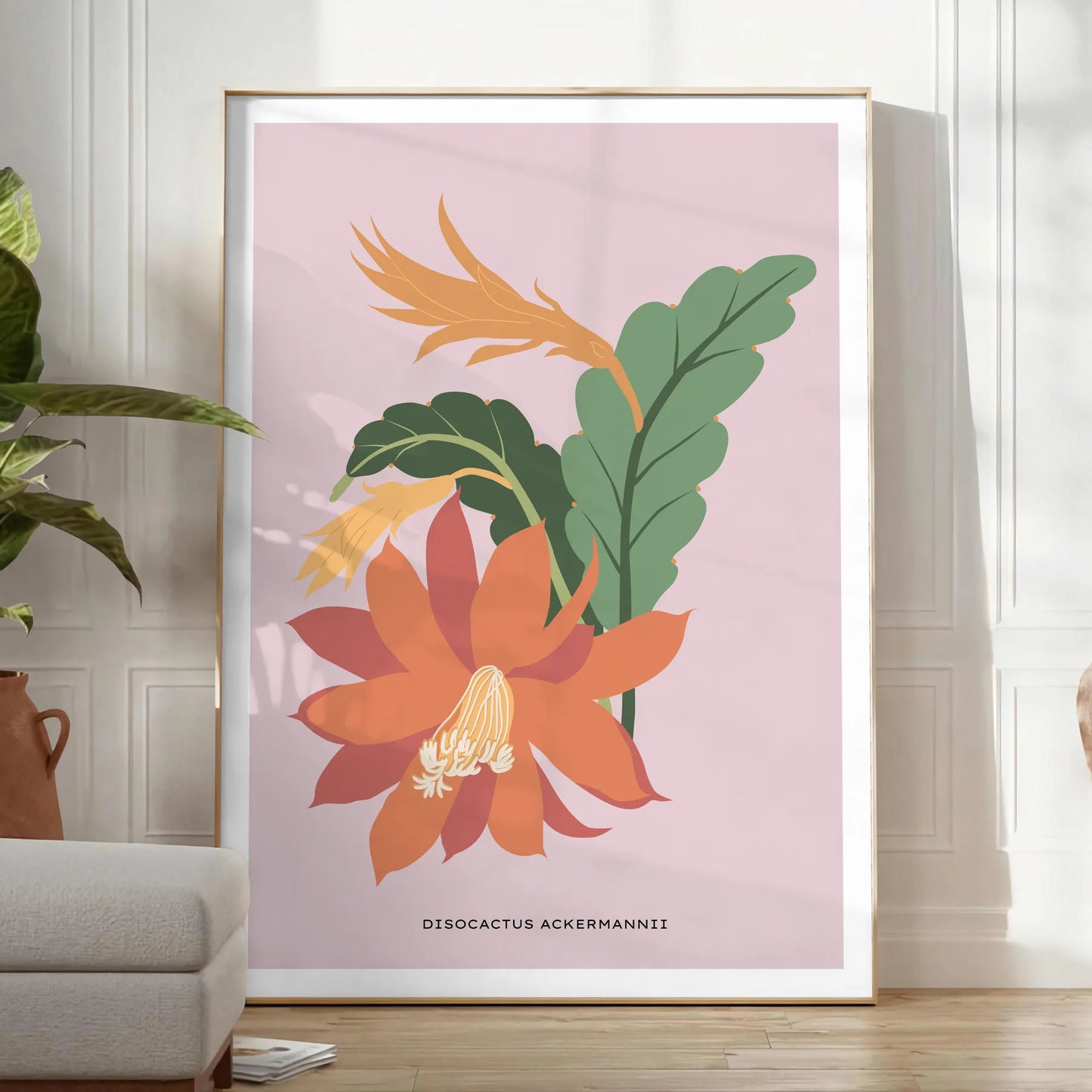 space stunning plant art poster vibrant gray orange hues exquisite piece wall nature artwork decor ideal gift occasion standalone print