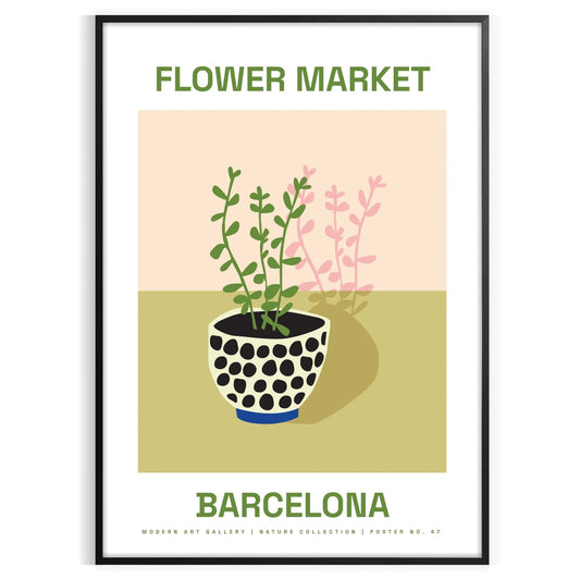 walls vibrant Flower Market Poster botanical art masterpiece rich greens oranges lively print elegant artwork unique gift splash nature beauty space style