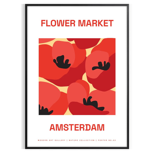 space stunning flower art prints vibrant market garden poster striking black orange hues elegant modern touch wall thoughtful gift sizes A4 cm A0