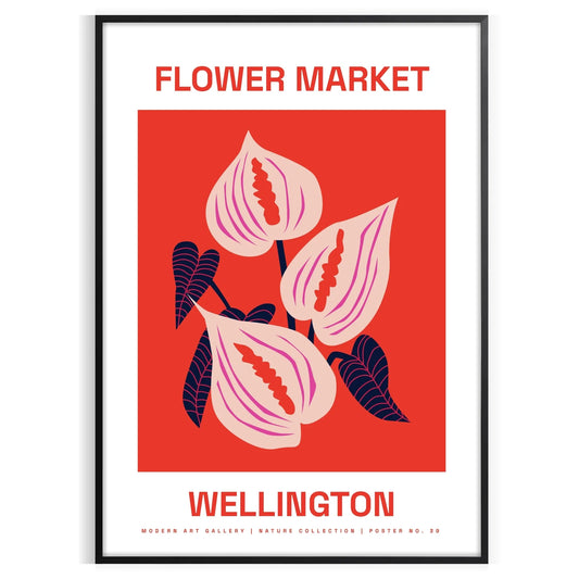 space captivating Flower Market Poster vibrant black orange hues nature beauty stunning wall art perfect unique gift eye home decor various sizes A4 cm A0