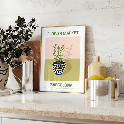 walls vibrant Flower Market Poster botanical art masterpiece rich greens oranges lively print elegant artwork unique gift splash nature beauty space style