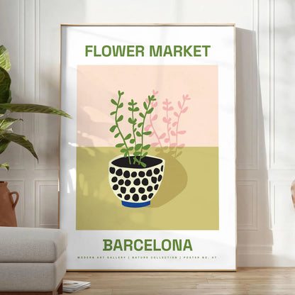walls vibrant Flower Market Poster botanical art masterpiece rich greens oranges lively print elegant artwork unique gift splash nature beauty space style