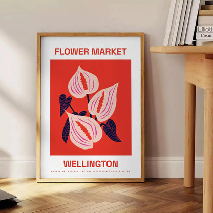 space captivating Flower Market Poster vibrant black orange hues nature beauty stunning wall art perfect unique gift eye home decor various sizes A4 cm A0