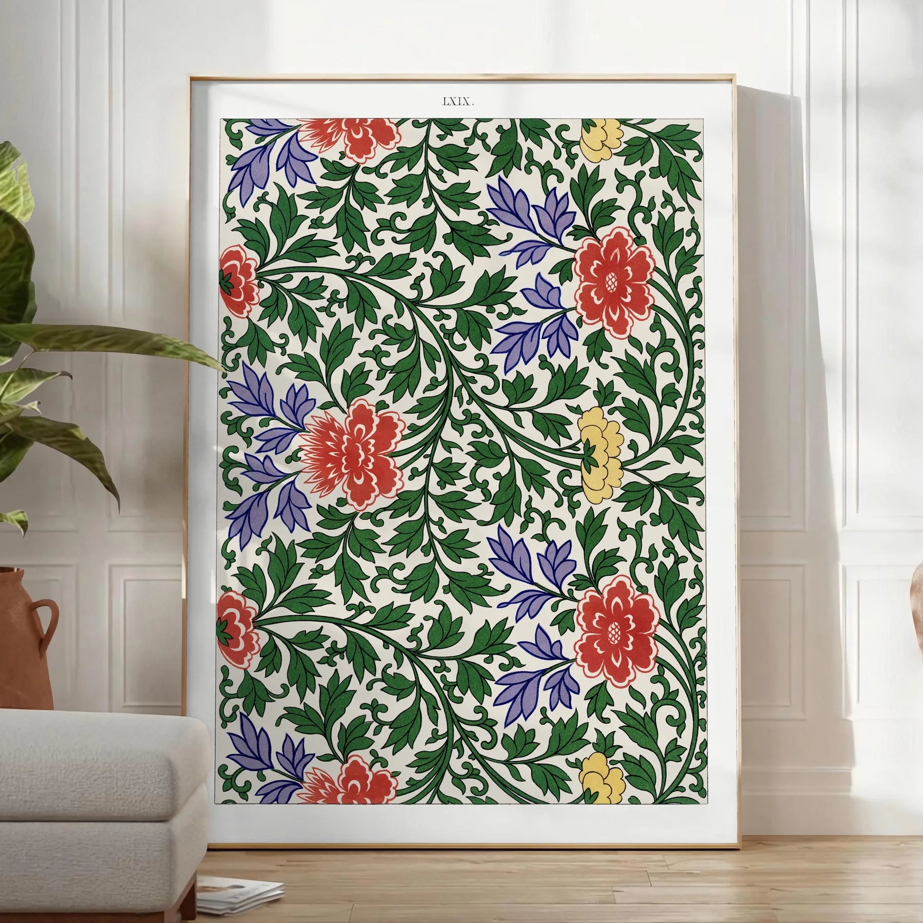 space vibrant plant art poster rich lush greens warm oranges stunning wall piece perfect gift nature lovers enthusiasts room artwork available sizes A4 cm A0